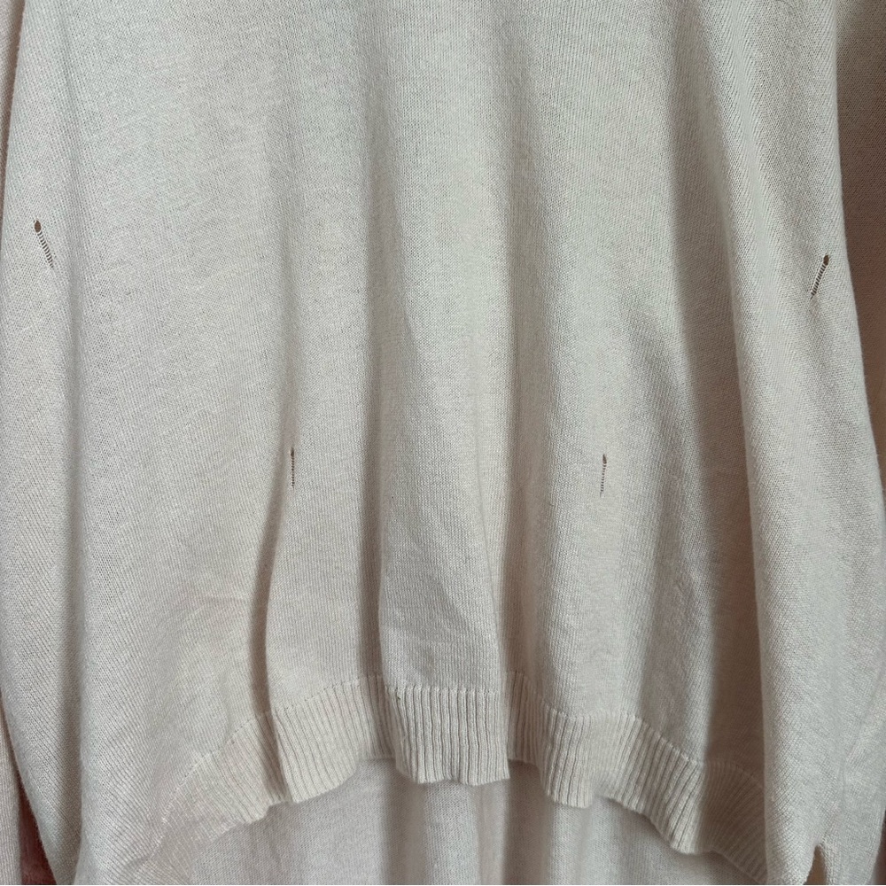 Central Park West Revolve Distressed Ripped V-neck Sweater Cream XS - Picture 10 of 16